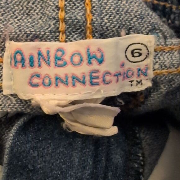 Vintage Girls Embroidered Bunny & Balloons Blue Denim Jeans Size 6 - Picture 7 of 8